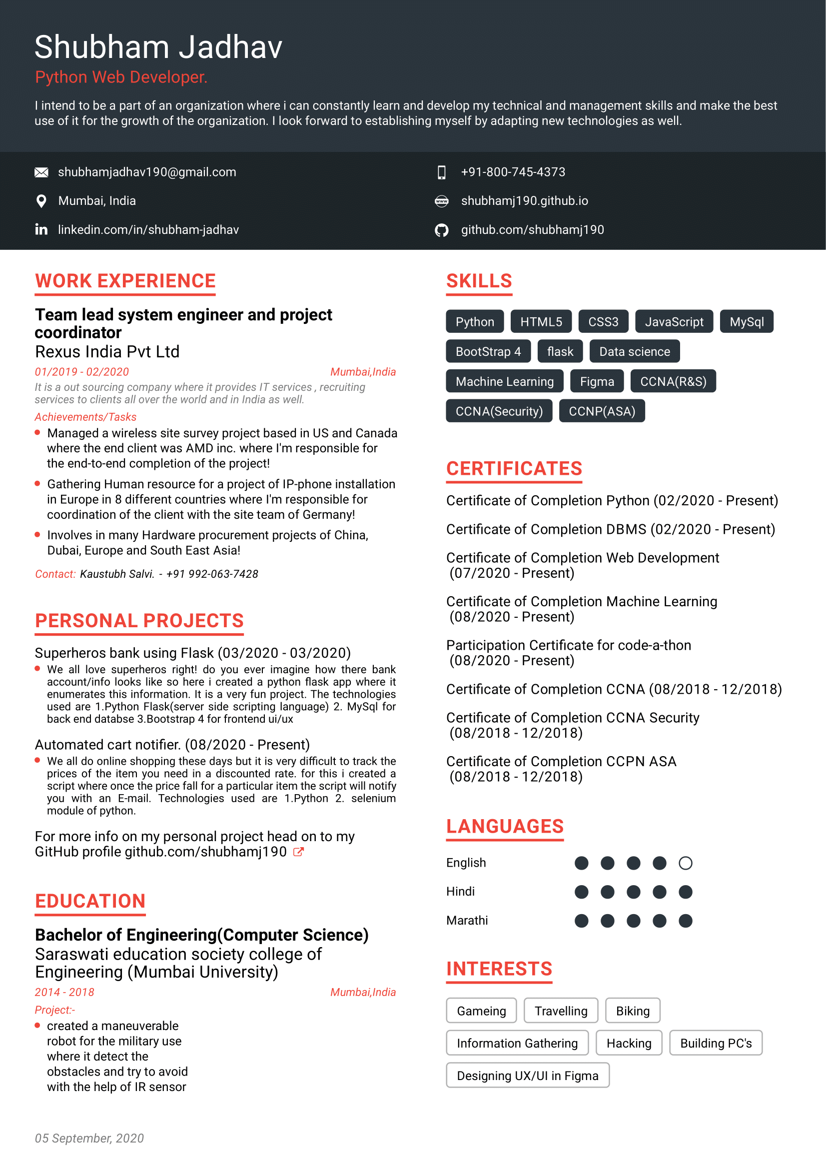 python resume